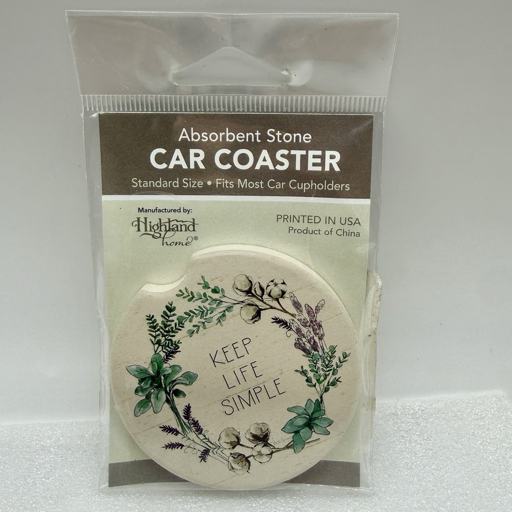 Highland Home‎ Absorbent Stone Car Coaster Keep Life Simple Theme